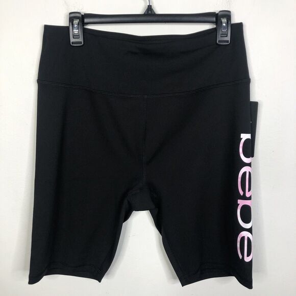 NEW Bebe Sport Black BP1240A Begonia Tye Die Logo Biker Shorts Plus Size 1X - Picture 1 of 6